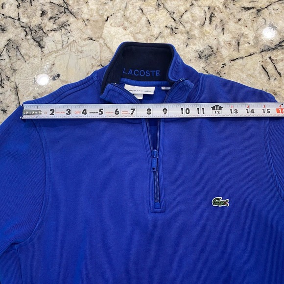 Lacoste Men’s Blue Quarter Zip Pullover Sweatshirt- size medium - Picture 4 of 6